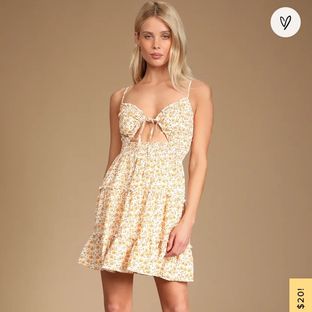 Lulus yellow flower summer dress NWT